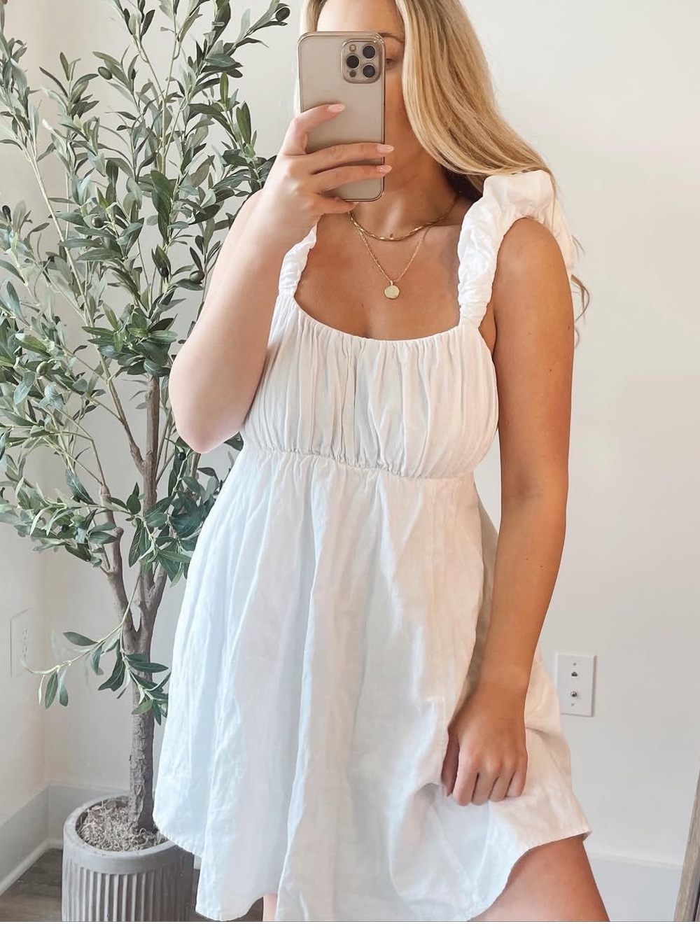 Abercrombie & Fitch White Ruffled-Strap Sundress